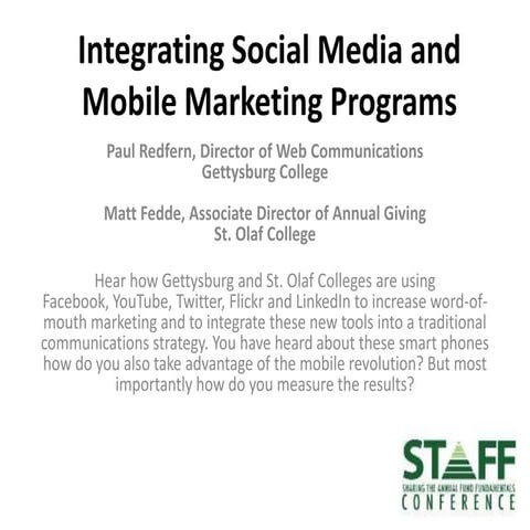 Integrating Social Media and Mobile Marketing Programs