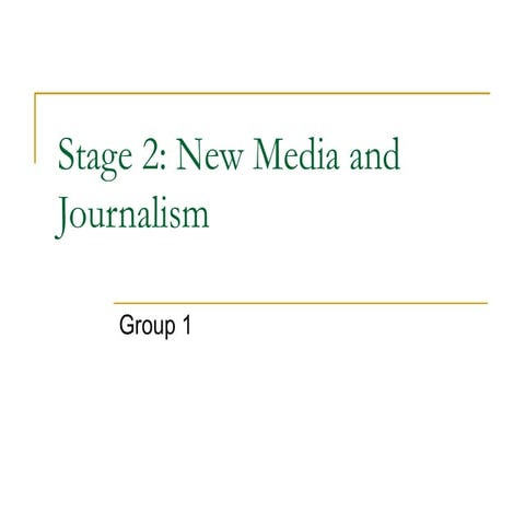 Journalism and New Media