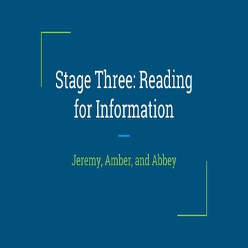 Stage 3 Literacy Development