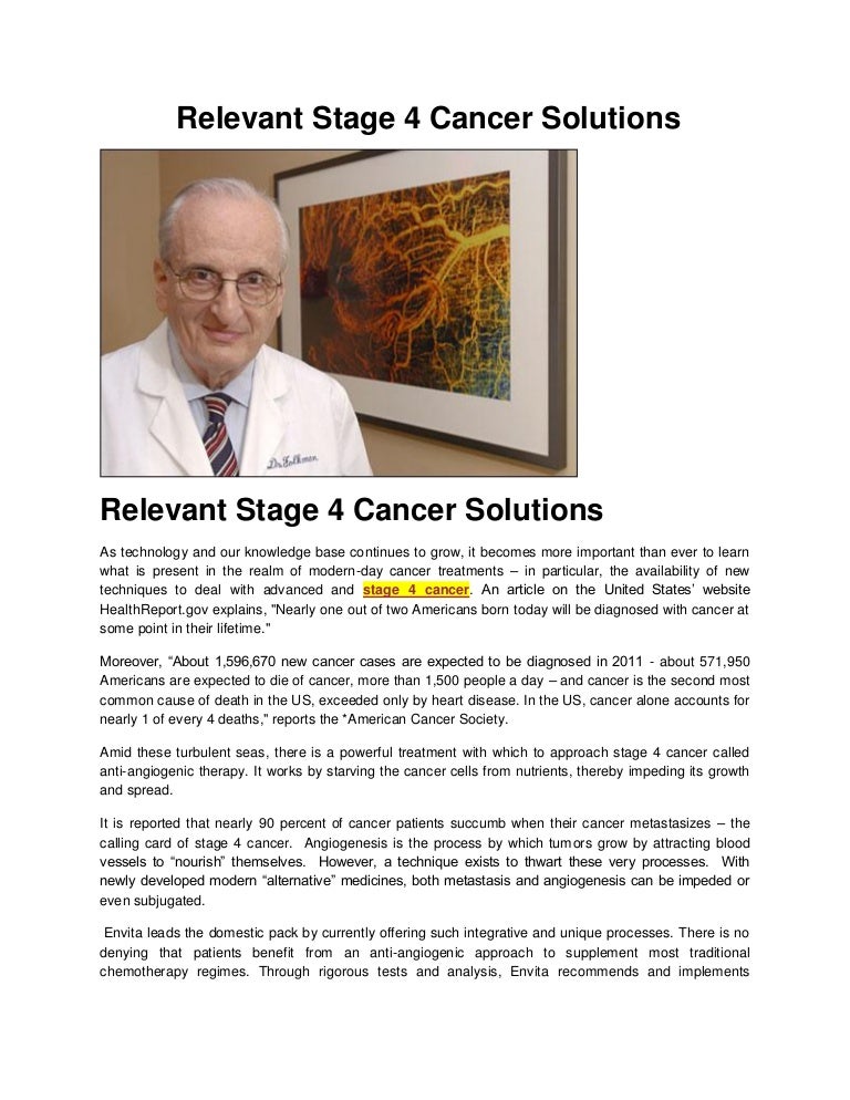 Relevant Stage 4 Cancer Solutions