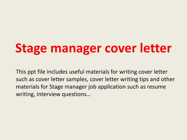 stage manager cover letter
