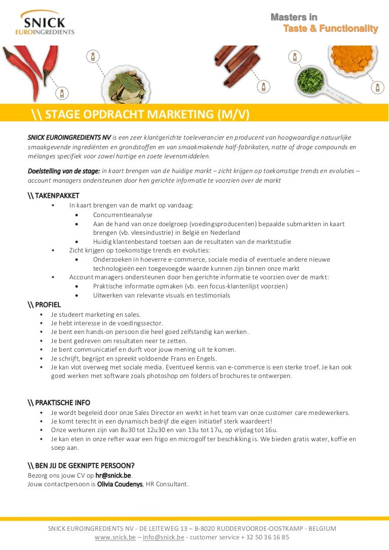 Stage opdracht marketing snick