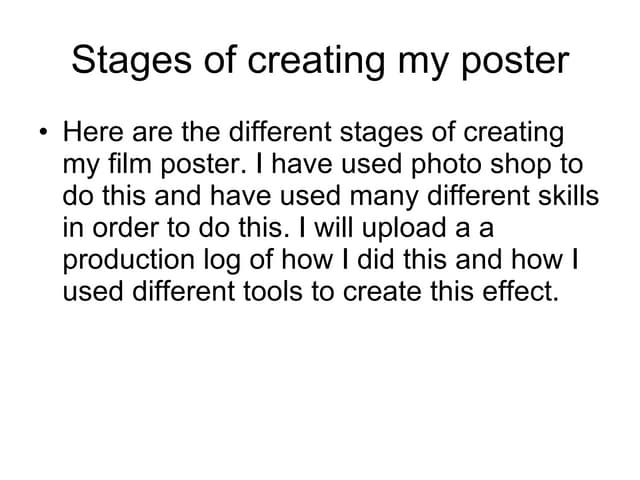 Stages of creating my poster