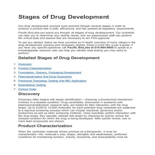 Stages of drug development