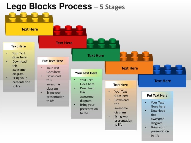 Stages planning lego blocks process 5 stages powerpoint templates
