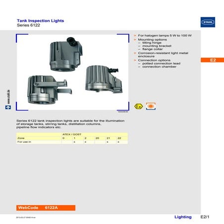 Stahl 6122 Tank Inspection Light - ATEX Zone 1 Zone 2 Hazardous Area ...