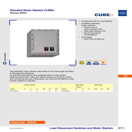 Stahl 8264 CUBEx Direct Online (DOL) Motor Starter – ATEX Zone 1 Zone 2 Hazar...