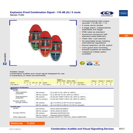 Stahl YL60 Sounder Signalling Device – ATEX Zone 1 Zone 2 Hazardous ...