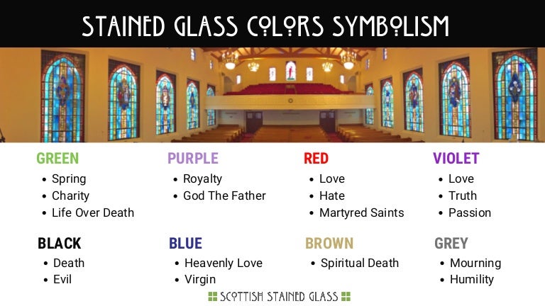 Stained glass color symbolism in churches