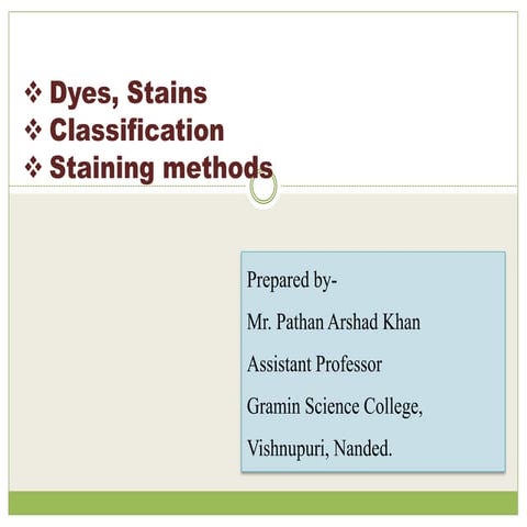 Preparation and staining of specimens for microscopy | PDF