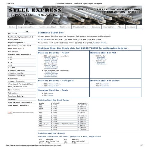 Stainless steel bar round, flat, sqare, angle, hexagonal | PDF