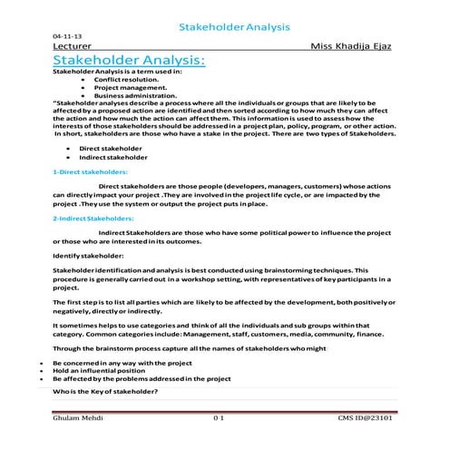 Stakeholder analysis | DOCX
