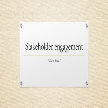 Stakeholder engagement 