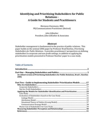 Identifying and Prioritizing Stakeholders for Public Relations