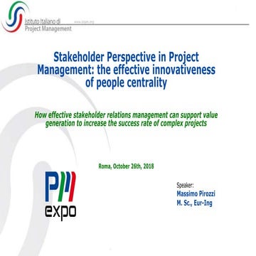 Stakeholder perspective in project management - Massimo Pirozzi