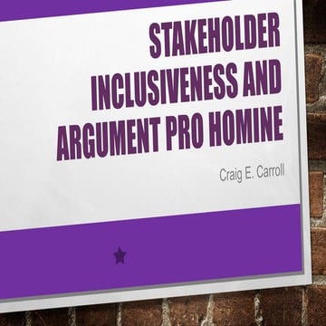 Stakeholder inclusiveness as argument pro homine in CSR reports