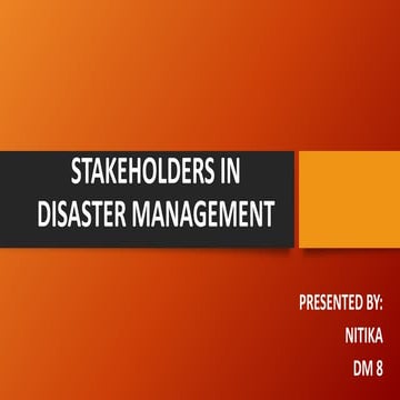 Stakeholders in disaster management