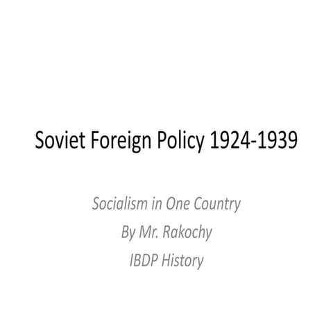 Stalin’s foreign policy 1924 1939