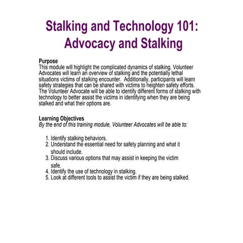 Stalking 101 power point