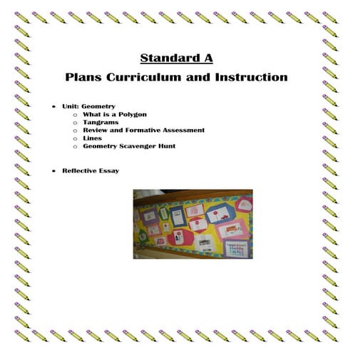 Standard A: Plans Curriculum and Instruction