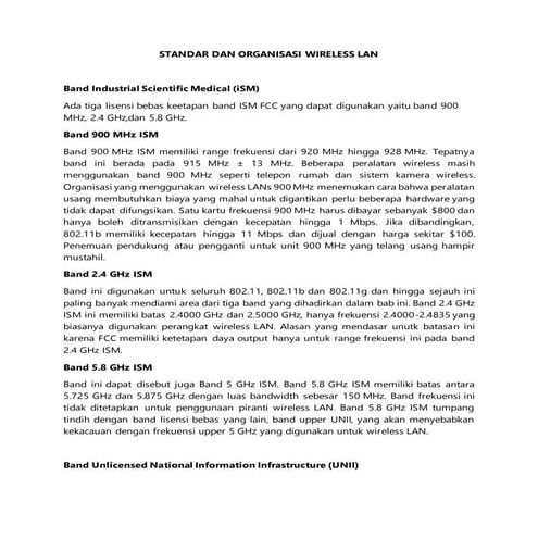 Standar dan Organisasi Wireless LAN