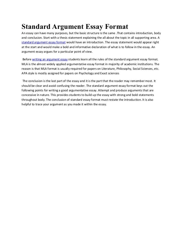 argumentative essay format