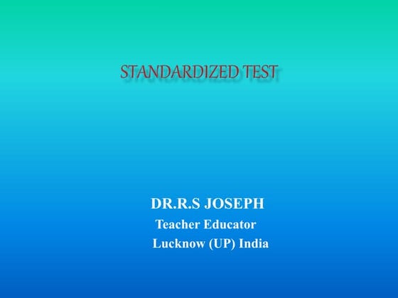Standardized and non-standardized tests | PPT