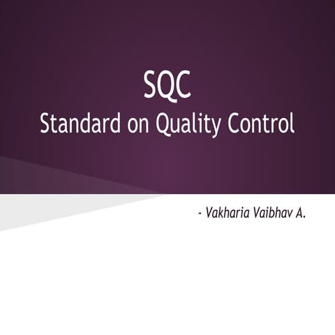 Standard on quality control (sqc)   peer review