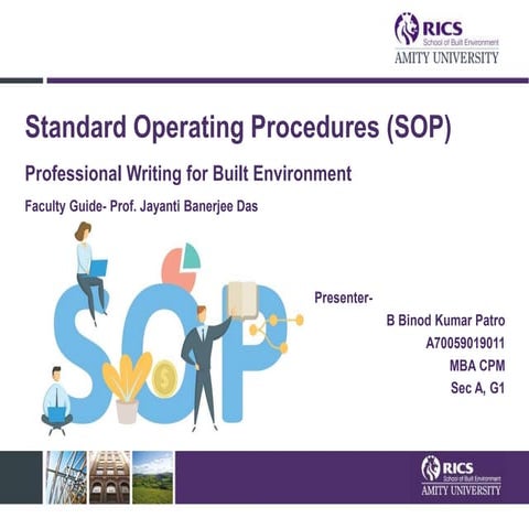 Standard Operating Procedures  - B Binod Kumar Patro 