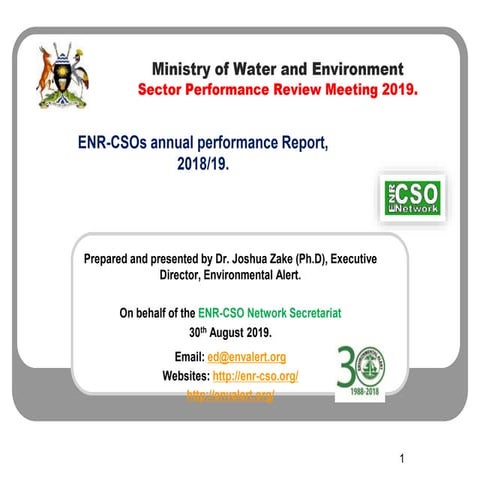 Ministry of Water and Environment Sector Performance Review Meeting 2019