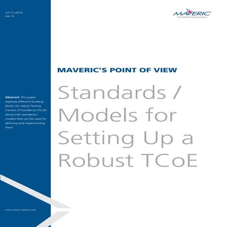Standards models for setting up a robust t co-e