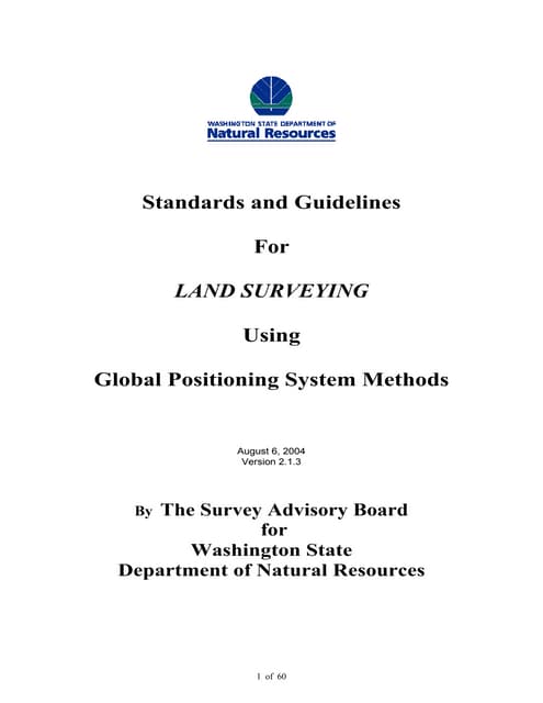 Standards and guidelines for land surveying using gps ver 2.1.3 | PDF