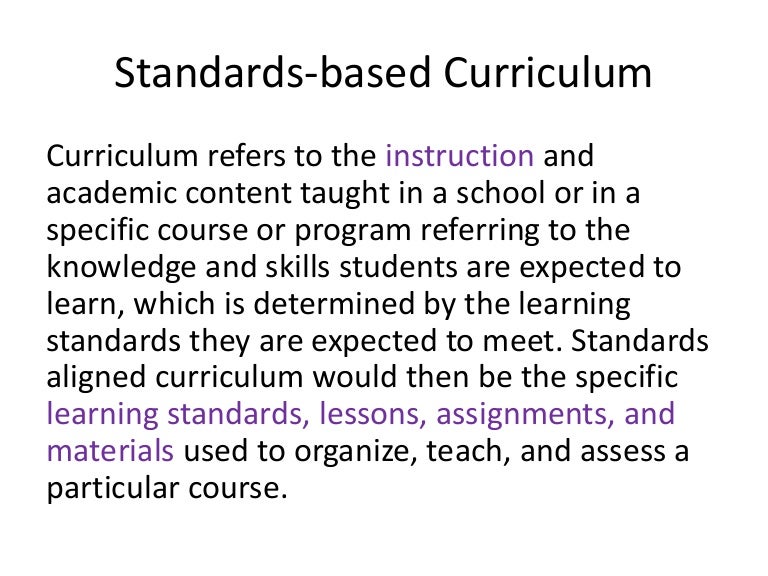 Standardsbased Curriculum
