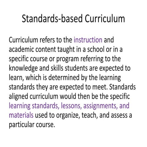 Standards-based Curriculum