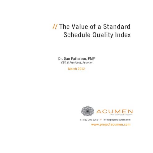The Value of a Standard Schedule Quality Index | PDF