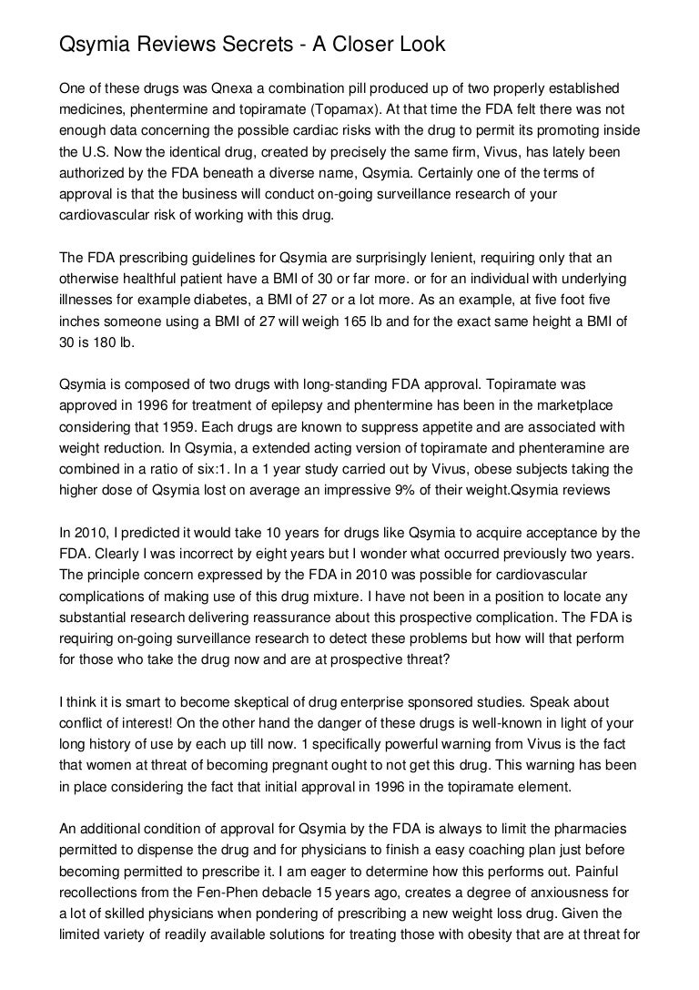 Qsymia Reviews Secrets A Closer Look