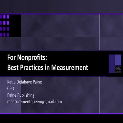 For Nonprofits: Best Practices in Measurement