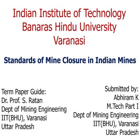 Standards of Mine Closure Planning