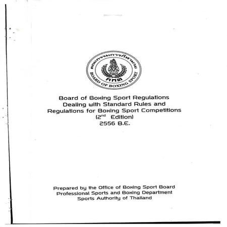 Board of Boming Sport Regulations Dealing with Standard Pules and ...