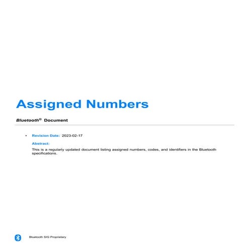 Assigned Numbers - 2025 - Bluetooth® Document