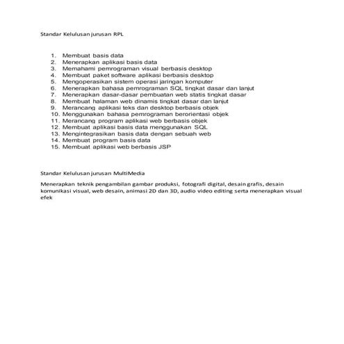 Standar kelulusan jurusan rpl | DOCX