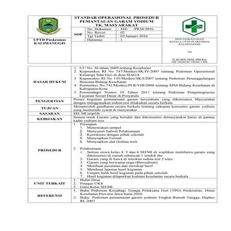 Standar operasional prosedur garam yodium