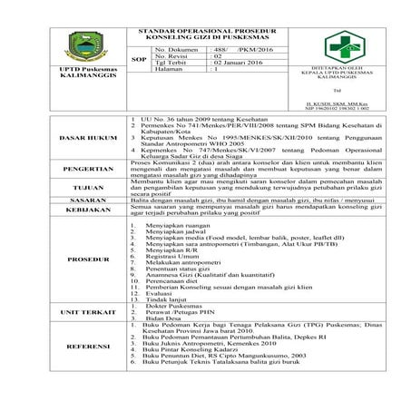 Standar operasional prosedur konseling gizi