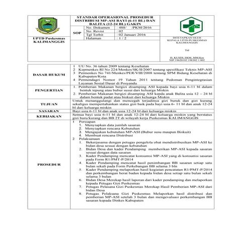 Standar operasional prosedur mp asi