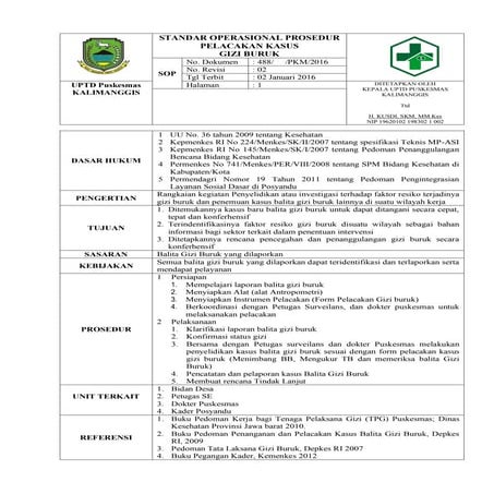 Standar operasional prosedur pelacakan gizi buruk