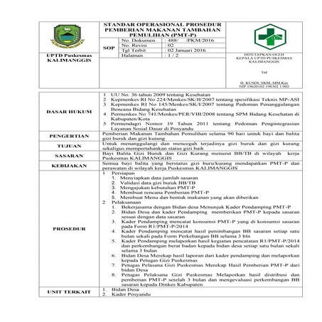 Standar operasional prosedur pmt p
