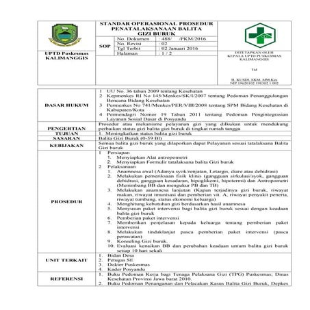 Standar operasional prosedur ttlksana balita gizi buruk