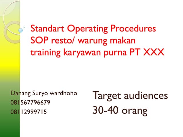 Standart operating procedures sop w...