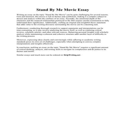Stand By Me Movie Essay