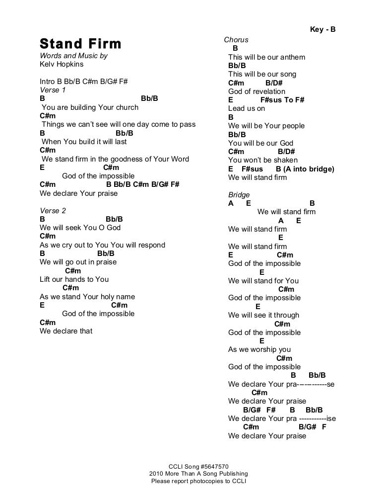 Stand firm chords